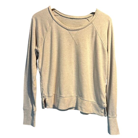 Athleta Crew Neck Sweatshirt Oatmeal color soft loungewear knit comfy year round - Picture 1 of 7